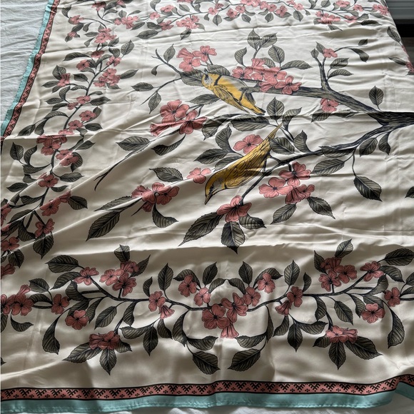 AGUA BY AGUA BENDITA CELESTE FLORAL SILK-TWILL SCARF - Picture 2 of 2